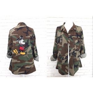 Vintage Military Jacket Upcycled Camouflage XL